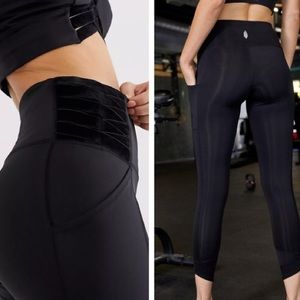 FP Movement Free People Wonderstruck Black Velvet Leggings Size L
